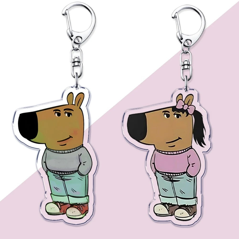 Funny Chill Guy & Girl Keychain Set – Double-Sided Cartoon Bag Charm & Key Accessory for Stylish Customization