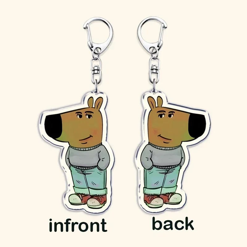 Chill Guy Funny Meme Keychain – Front & Back Design for Unique Bag & Key Accessory