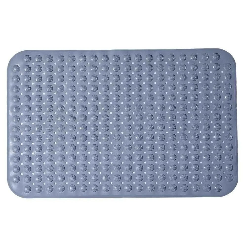 Top view of gray rectangular anti-slip bath mat 36x70cm