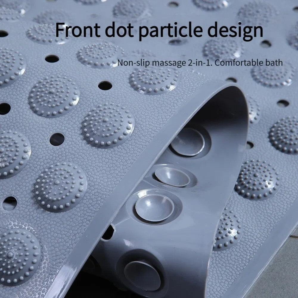Close-up of dot massage surface and suction cups on bath mat
