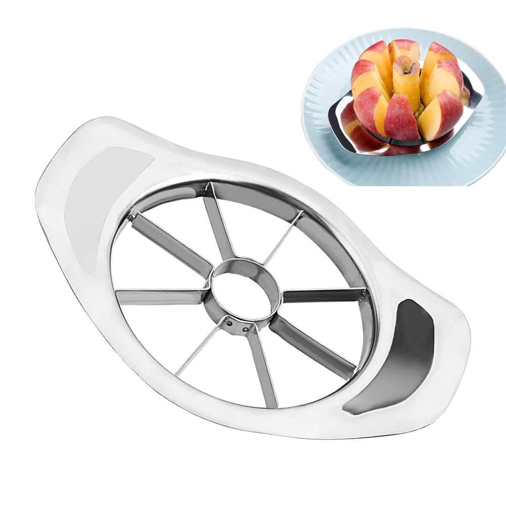 Stainless steel apple cutter and corer tool, sold separately as an optional accessory.