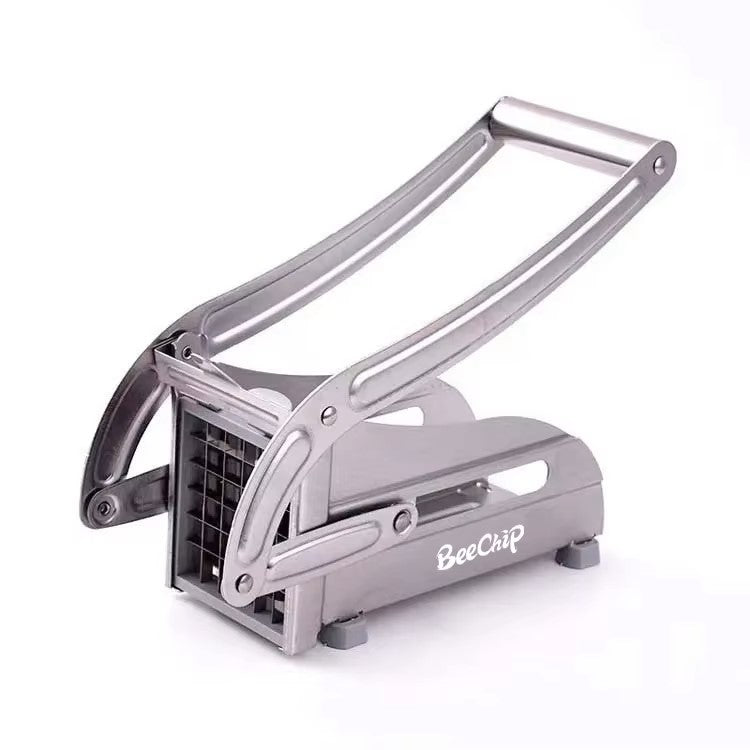 Heavy-duty stainless steel French fry cutter with ergonomic lever design
